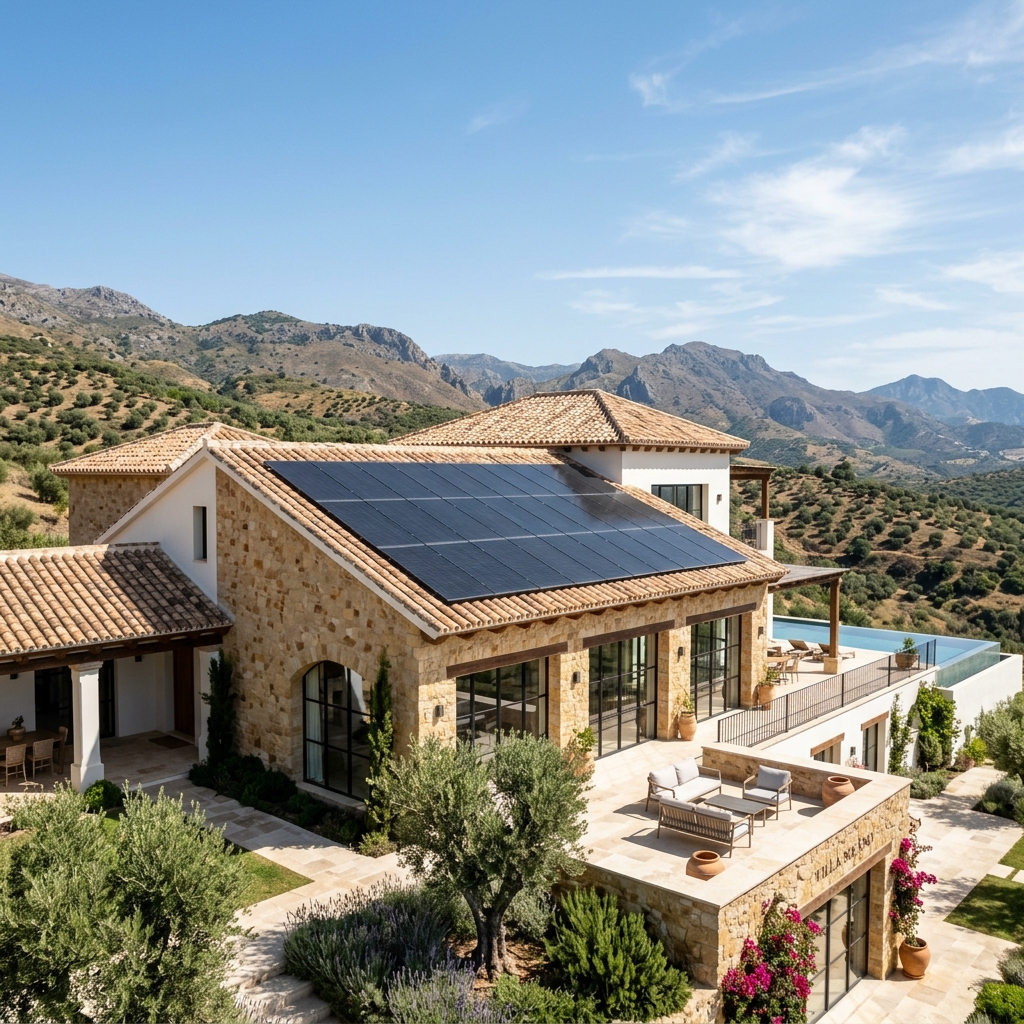 Andalusian villa with solar panels